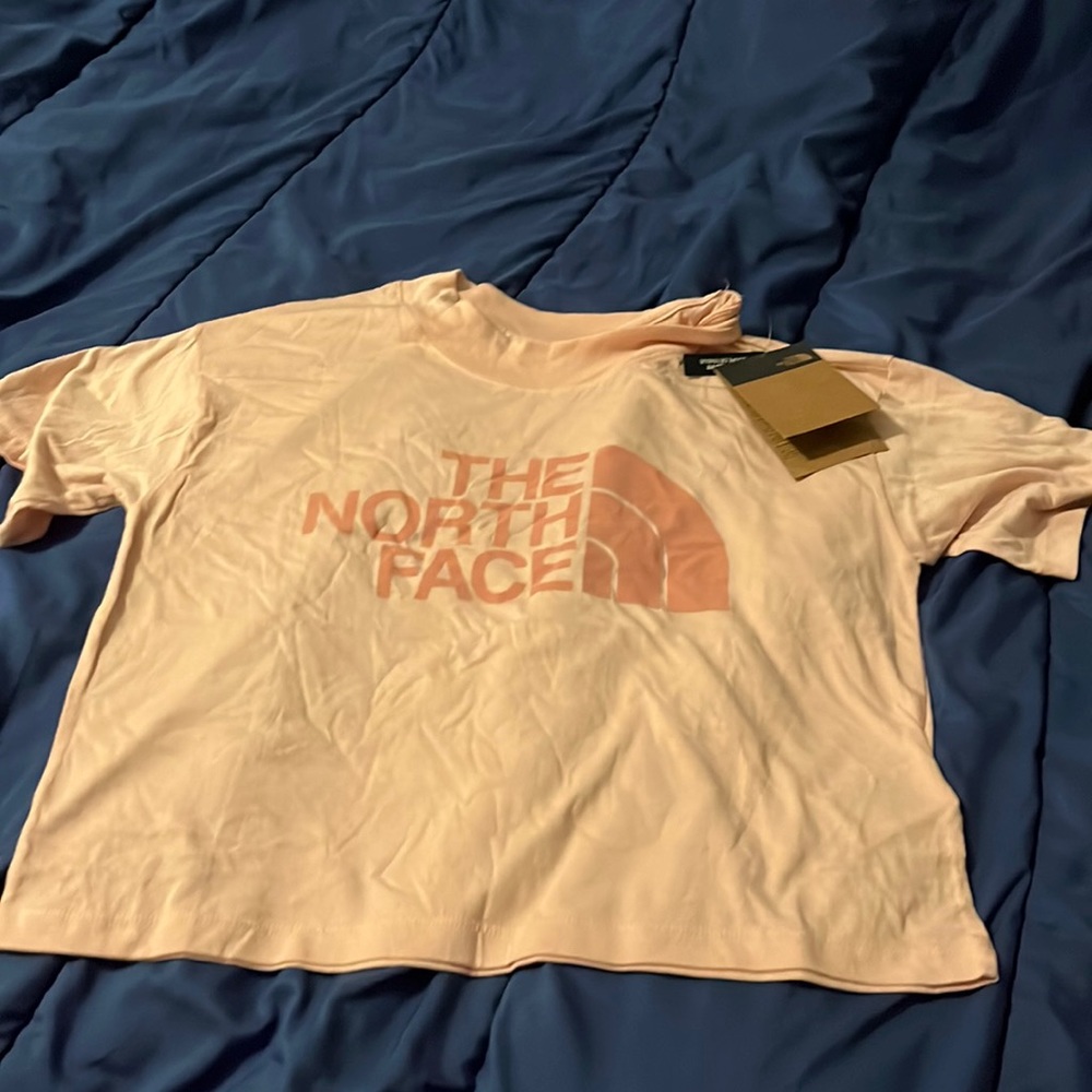 Pink north face top/long crop top